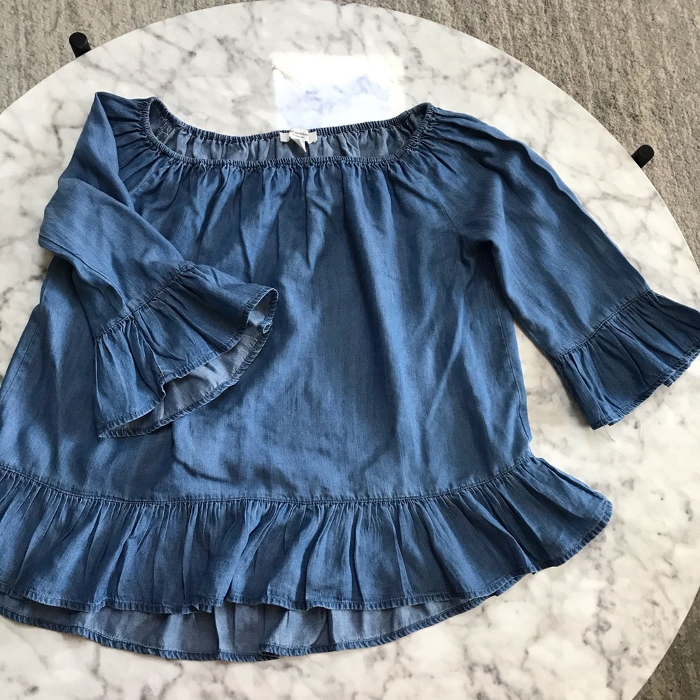 Denim Off-the-Shoulder Flowy Top